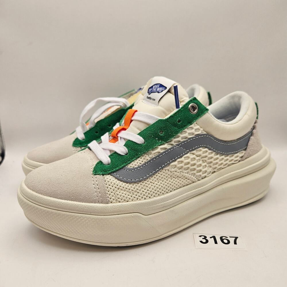 VANS WOMEN'S 7.5 OLD SKOOL HEAD SPACE COMFYCUSH WHITE GREEN ORANGE SNEAKER NWOB